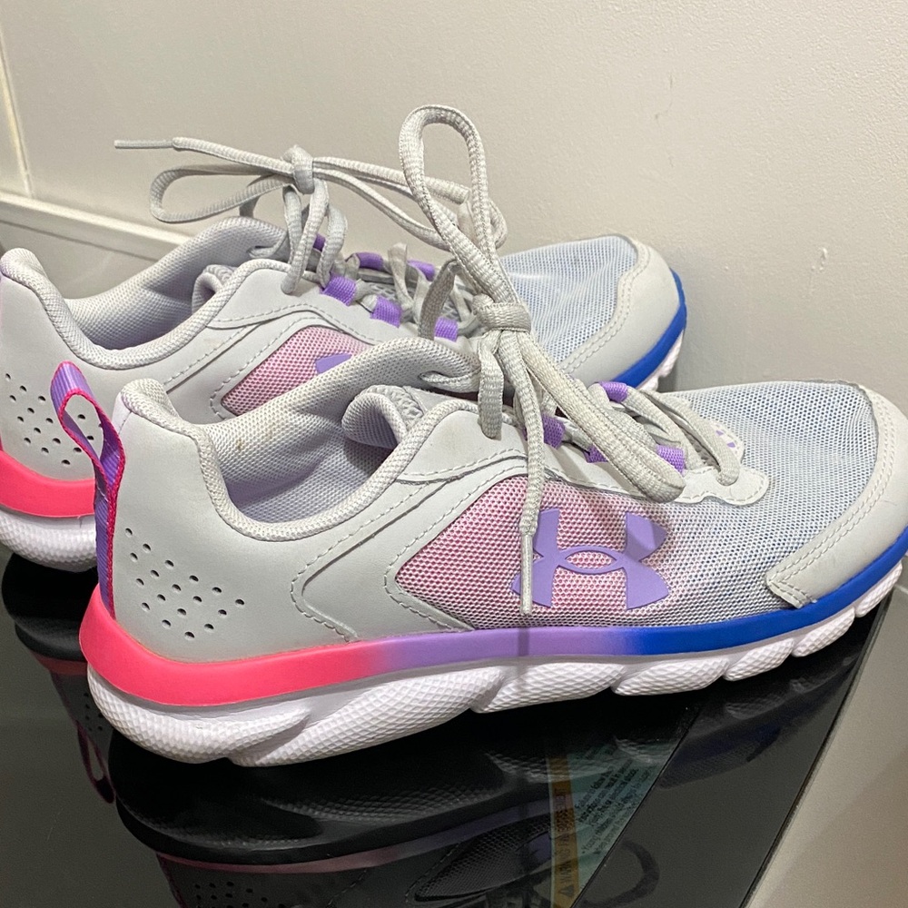 Under Armour Light Gray and Purple Sneakers